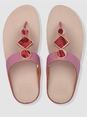 Fitflop Pink Sandal with Red Accent Gems